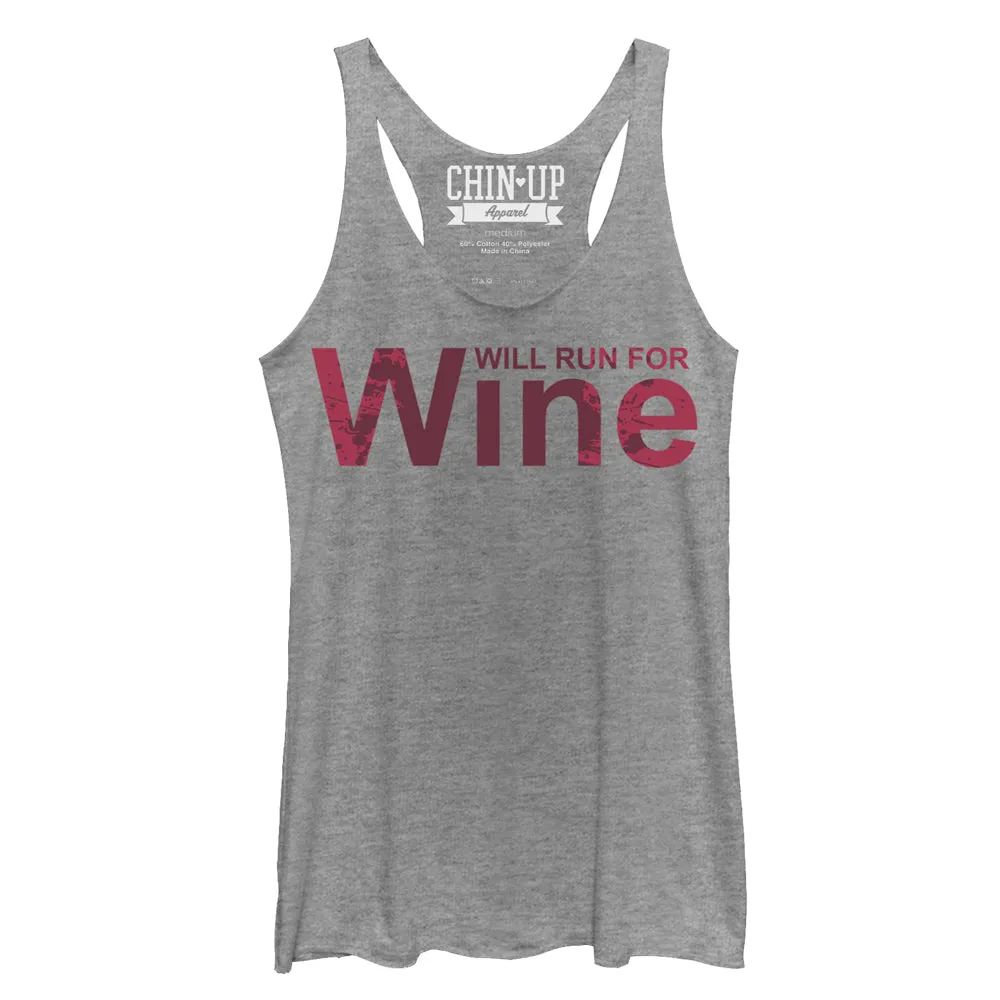 Women's CHIN UP Splatter Will Run for Wine Racerback Tank Top sold by Chin Up Apparel