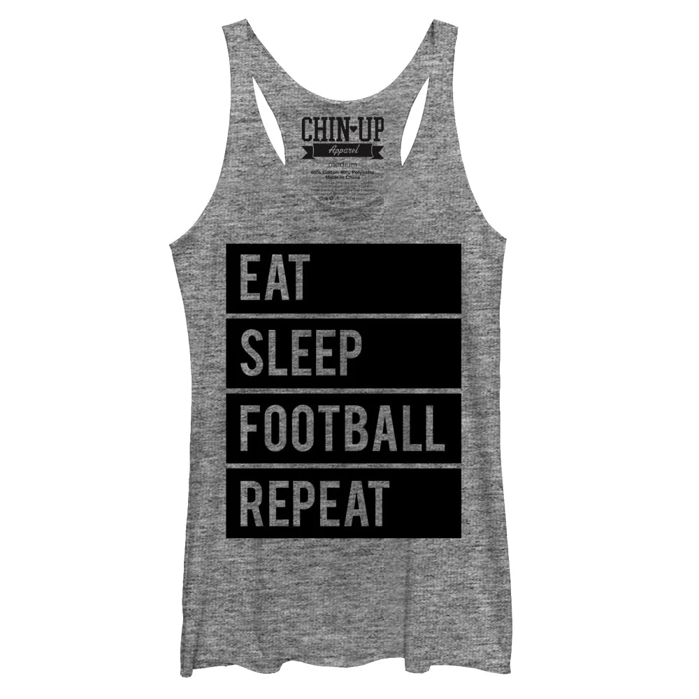 Women's CHIN UP Eat Sleep Football Repeat Racerback Tank Top sold by Chin Up Apparel