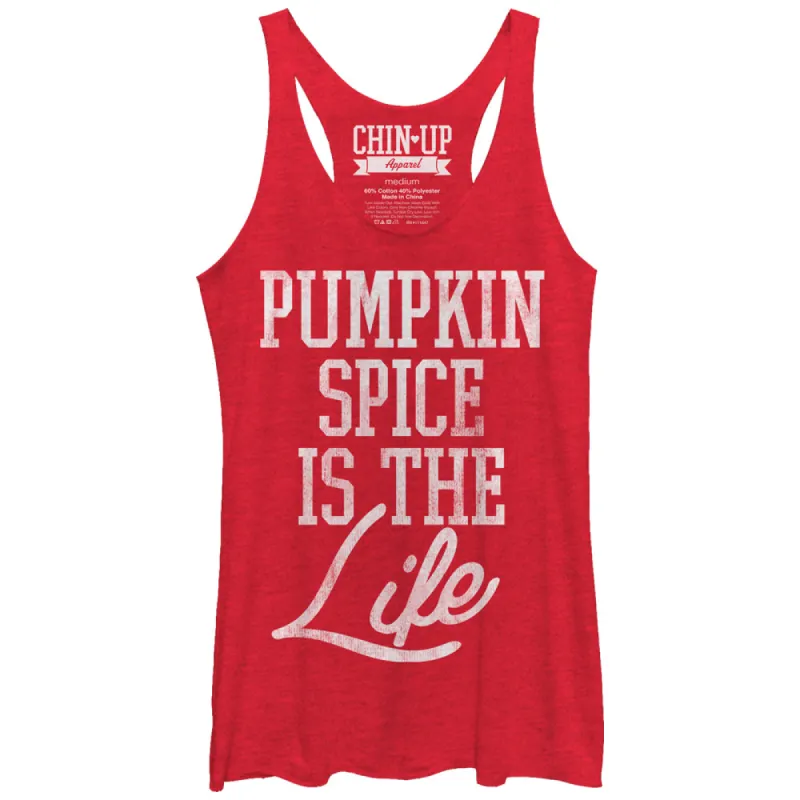 Women's CHIN UP Pumpkin Spice is the Life Racerback Tank Top sold by Chin Up Apparel