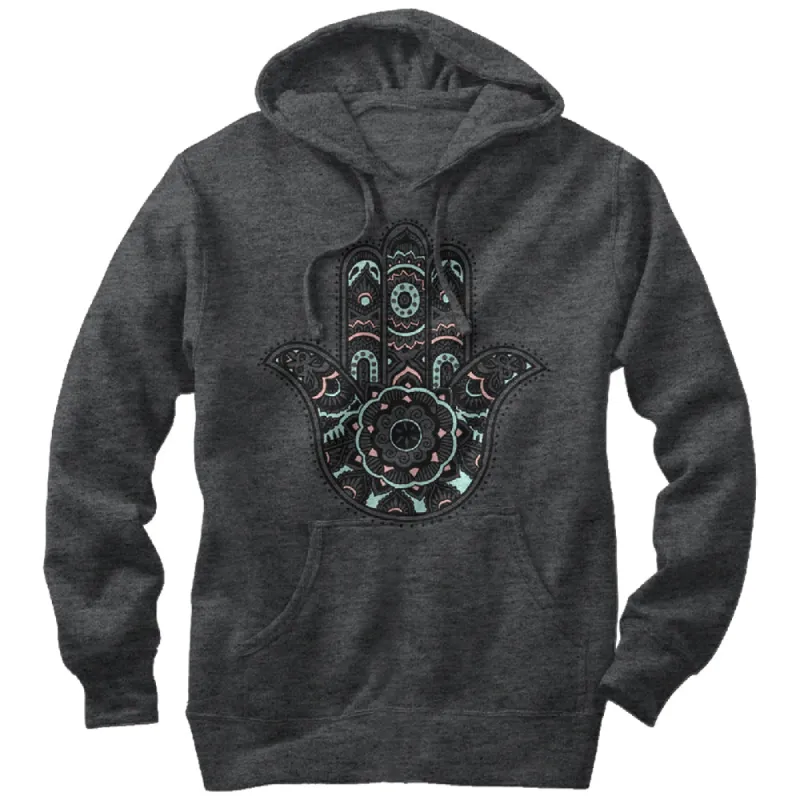 Women's CHIN UP Hamsa Palm Pull Over Hoodie sold by Chin Up Apparel