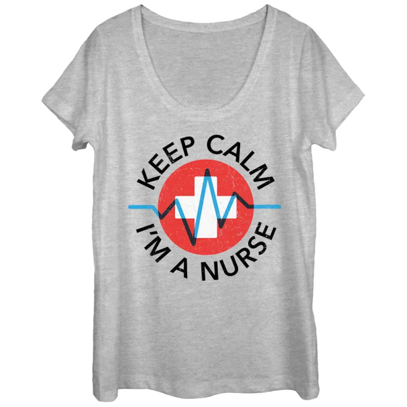 Women's CHIN UP Keep Calm I'm a Nurse Scoop Neck sold by Chin Up Apparel