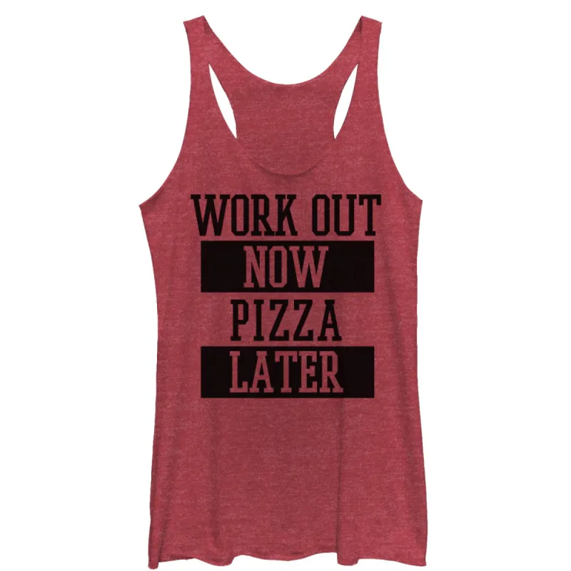 Women's CHIN UP Pizza Later Racerback Tank Top sold by Chin Up Apparel
