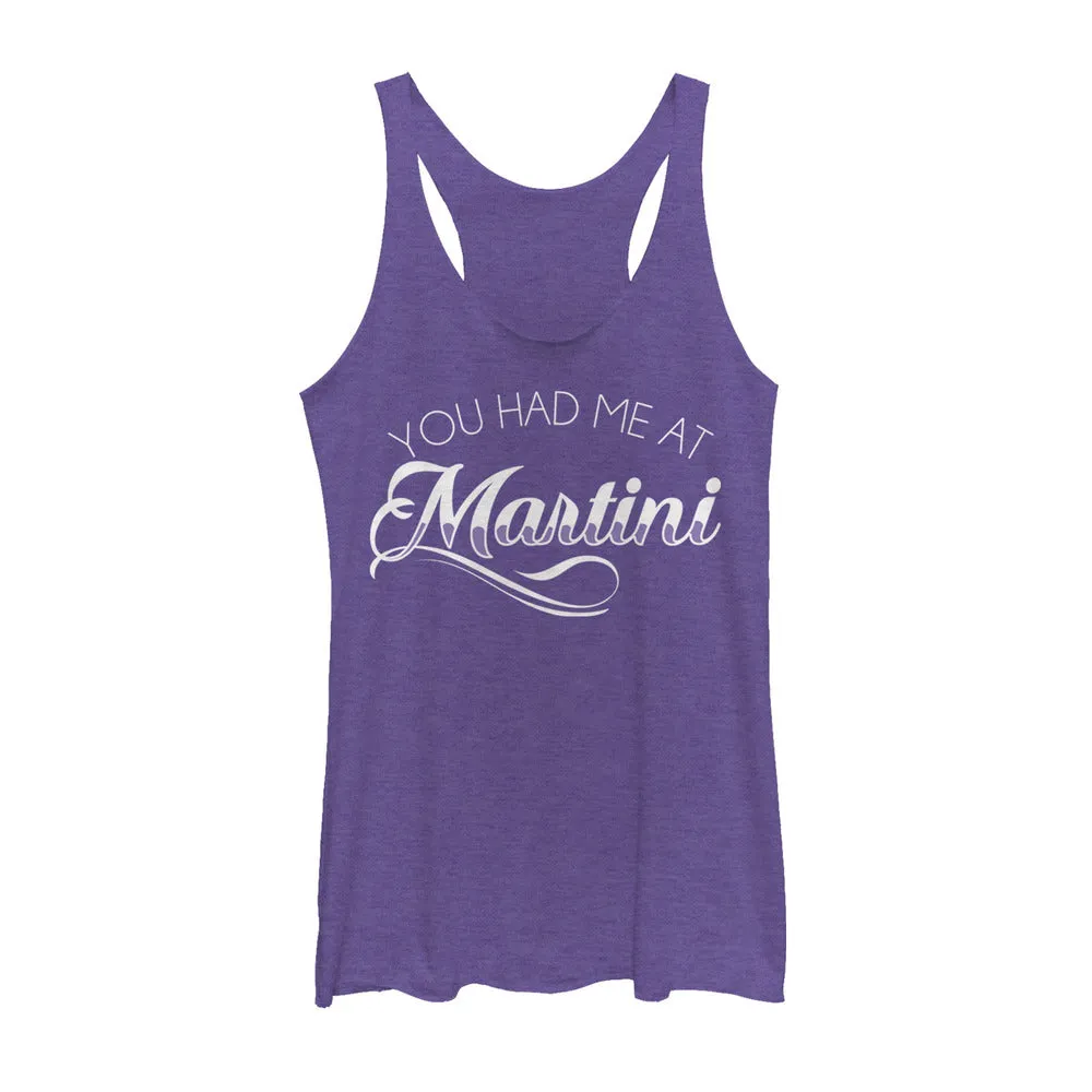 Women's CHIN UP Had Me at Martini Racerback Tank Top sold by Chin Up Apparel