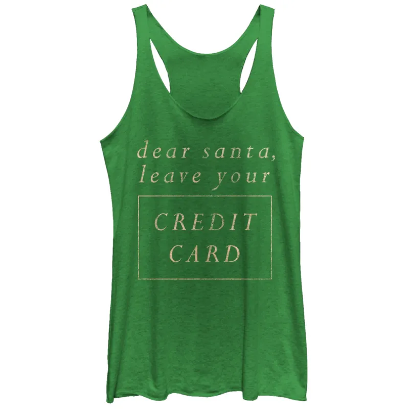 Women's CHIN UP Christmas Santa Leave the Credit Card Racerback Tank Top sold by Chin Up Apparel