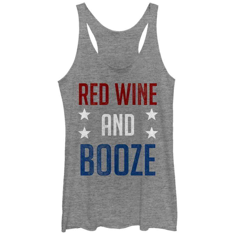 Women's CHIN UP 4th of July Wine and Booze Racerback Tank Top sold by Chin Up Apparel