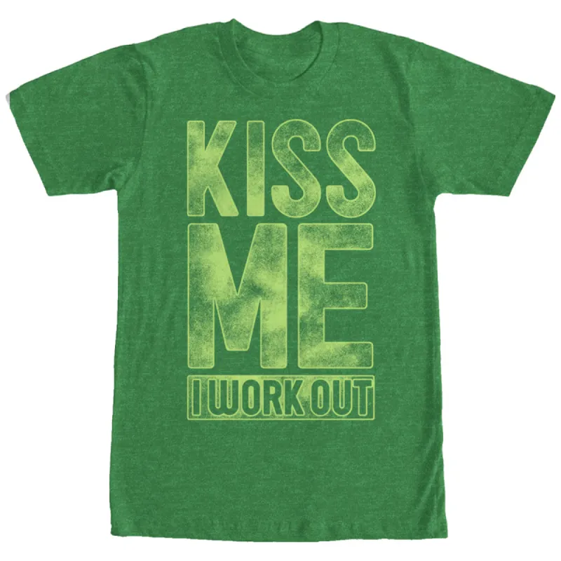 Women's CHIN UP Kiss Me I Work Out Boyfriend Tee sold by Chin Up Apparel