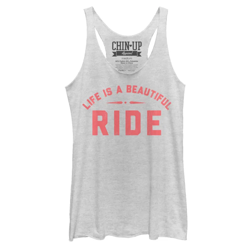 Women's CHIN UP Life is a Beautiful Ride Racerback Tank Top sold by Chin Up Apparel