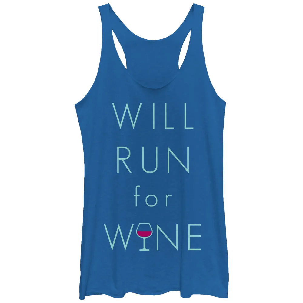 Women's CHIN UP Will Run For Wine Glass Racerback Tank Top sold by Chin Up Apparel