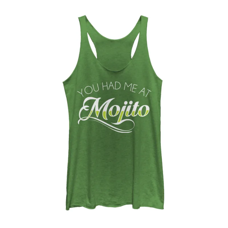Women's CHIN UP Had Me at Mojito Cursive Racerback Tank Top sold by Chin Up Apparel