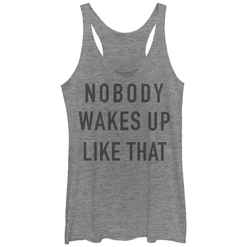 Women's CHIN UP Nobody Wakes Up Like That Racerback Tank Top sold by Chin Up Apparel