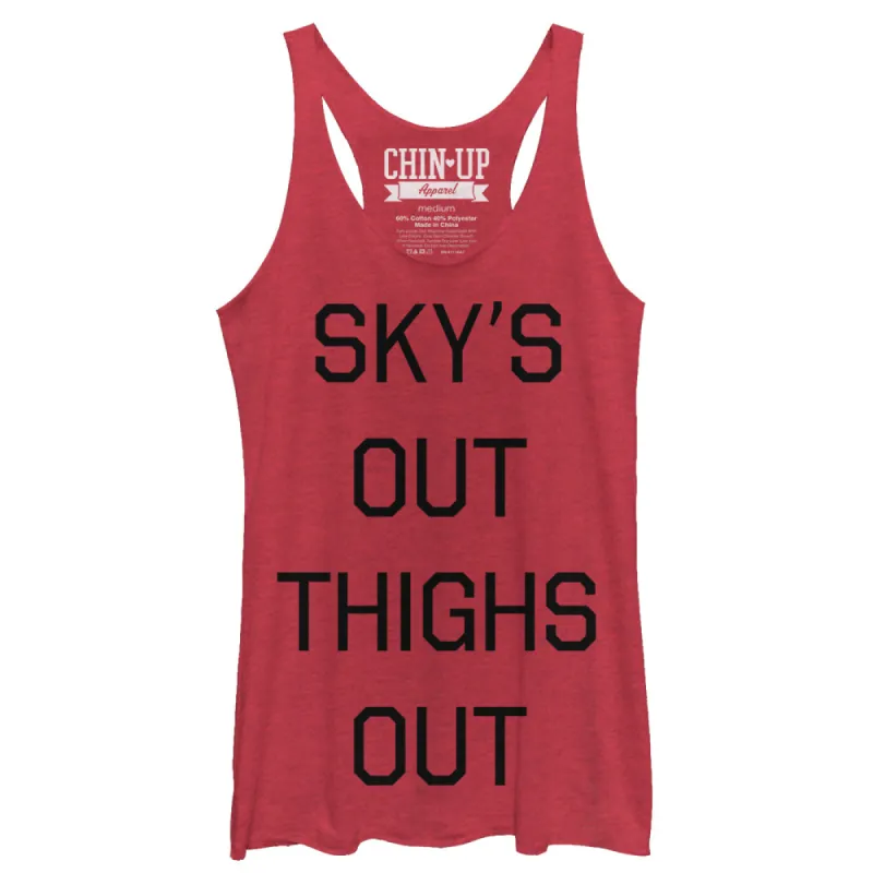 Women's CHIN UP Sky's Out Thighs Out Racerback Tank Top sold by Chin Up Apparel