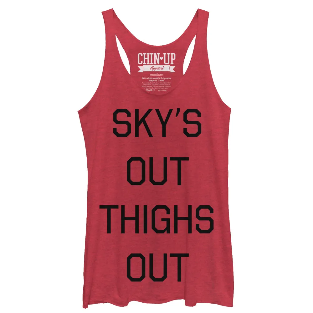 Women's CHIN UP Sky's Out Thighs Out Racerback Tank Top sold by Chin Up Apparel