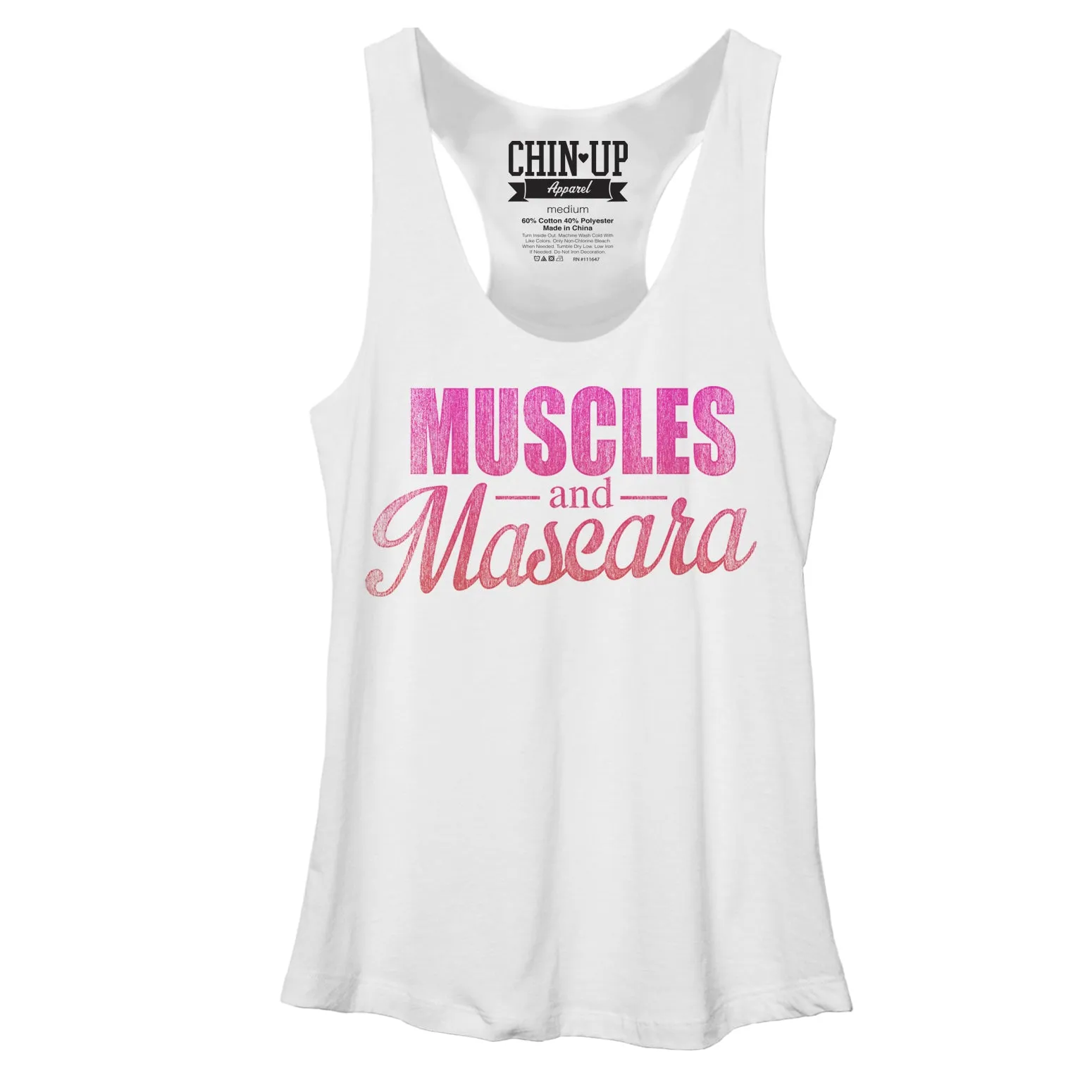 Women's CHIN UP Mascara and Muscles Racerback Tank Top sold by Chin Up Apparel