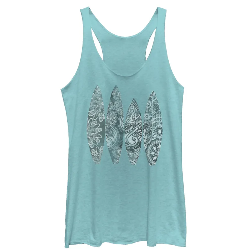 Women's CHIN UP Henna Surfboard Racerback Tank Top sold by Chin Up Apparel