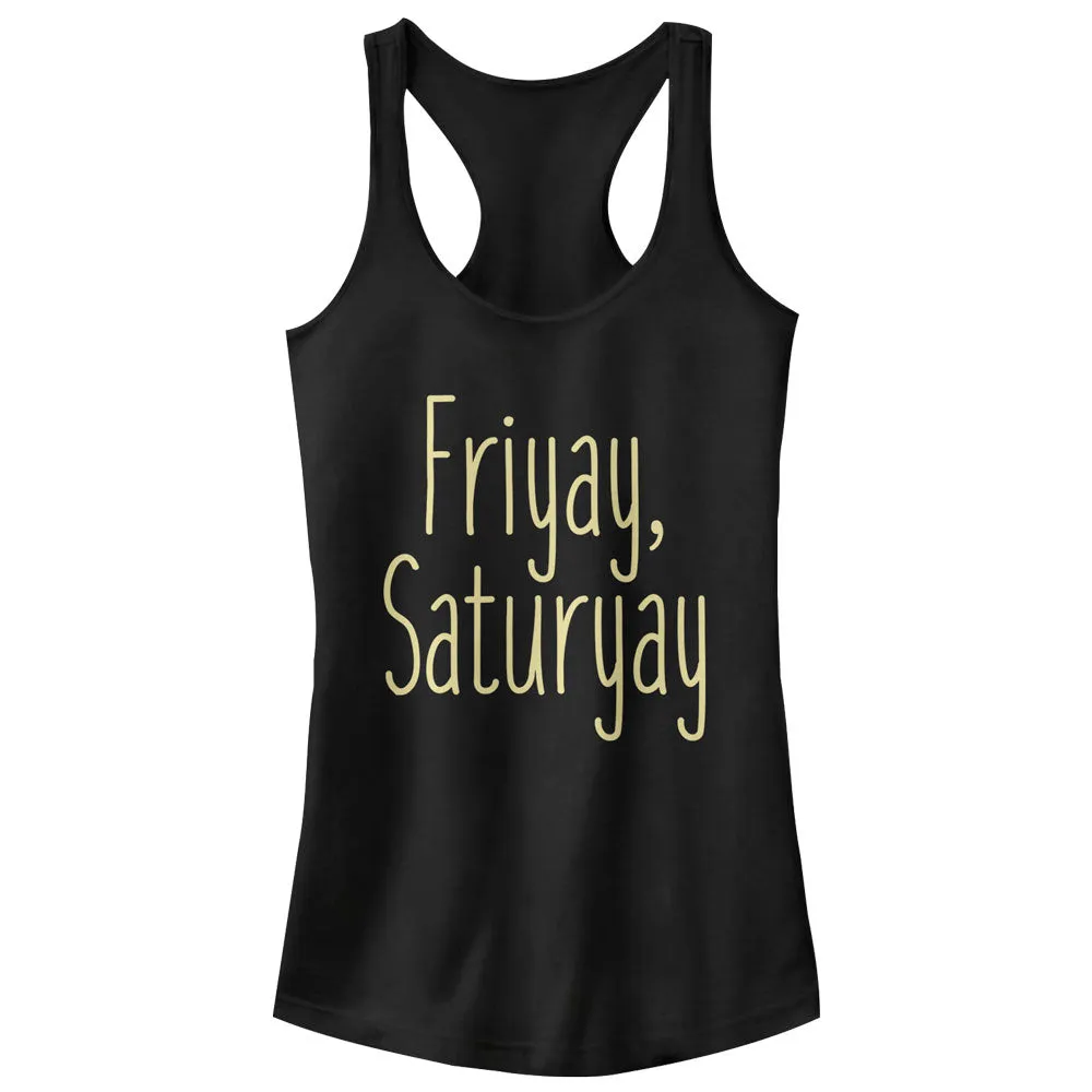 Junior's CHIN UP Friyay Saturyay Racerback Tank Top sold by Chin Up Apparel