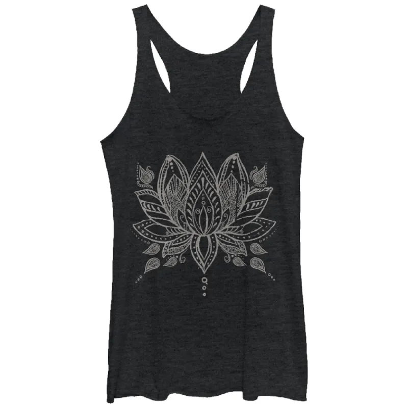 Women's CHIN UP Henna Lotus Flower Racerback Tank Top sold by Chin Up Apparel