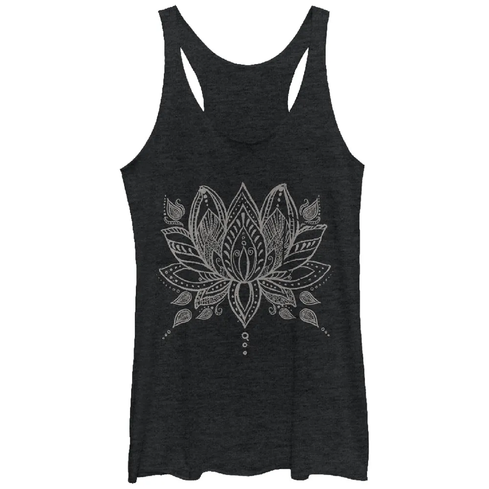 Women's CHIN UP Henna Lotus Flower Racerback Tank Top sold by Chin Up Apparel