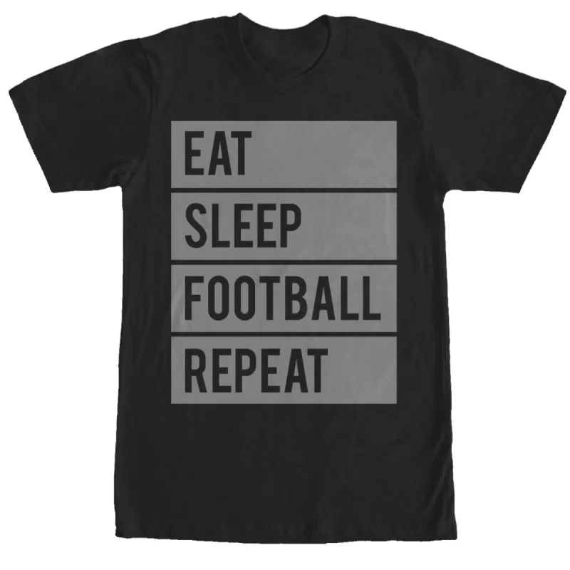 Men's CHIN UP Eat Sleep Football Repeat T-Shirt sold by Chin Up Apparel