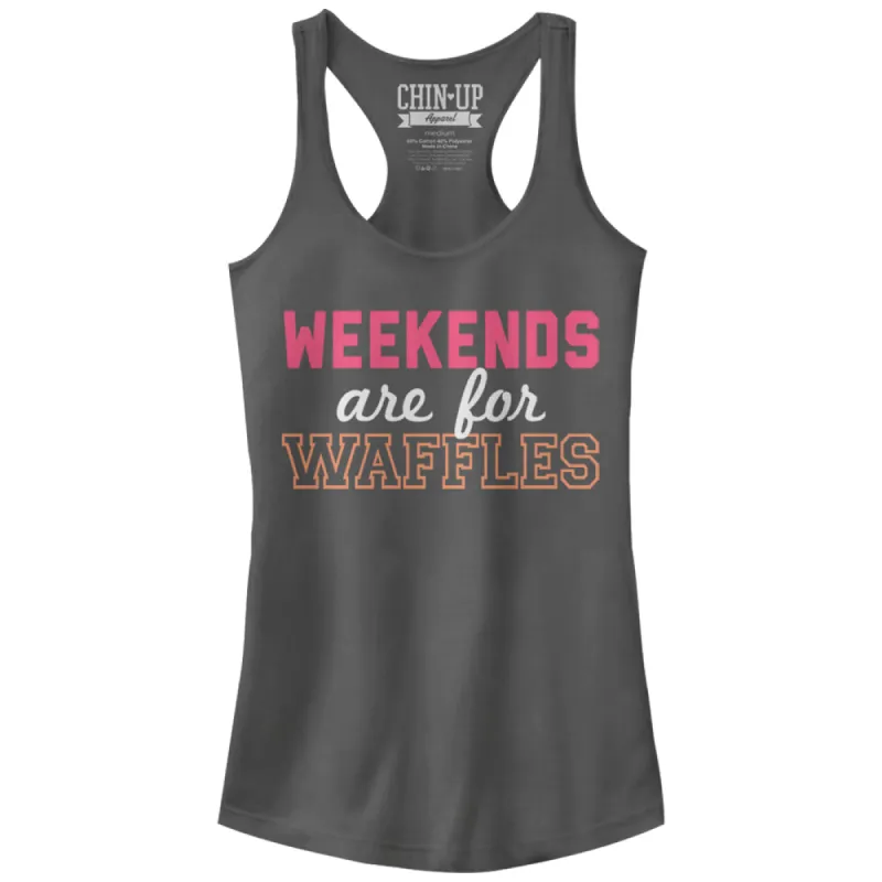 Junior's CHIN UP Weekends are for Waffles Racerback Tank Top sold by Chin Up Apparel