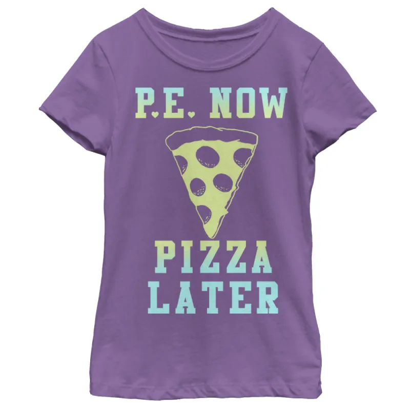 Girl's CHIN UP PE Now Pizza Later T-Shirt sold by Chin Up Apparel