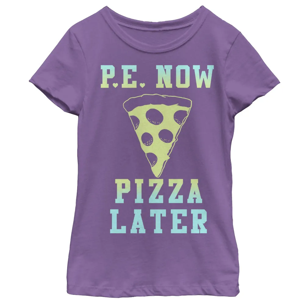 Girl's CHIN UP PE Now Pizza Later T-Shirt sold by Chin Up Apparel