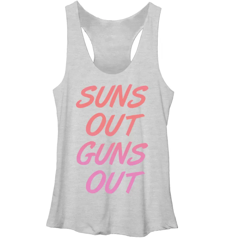 Women's CHIN UP Sun's Out Guns Out Racerback Tank Top sold by Chin Up Apparel