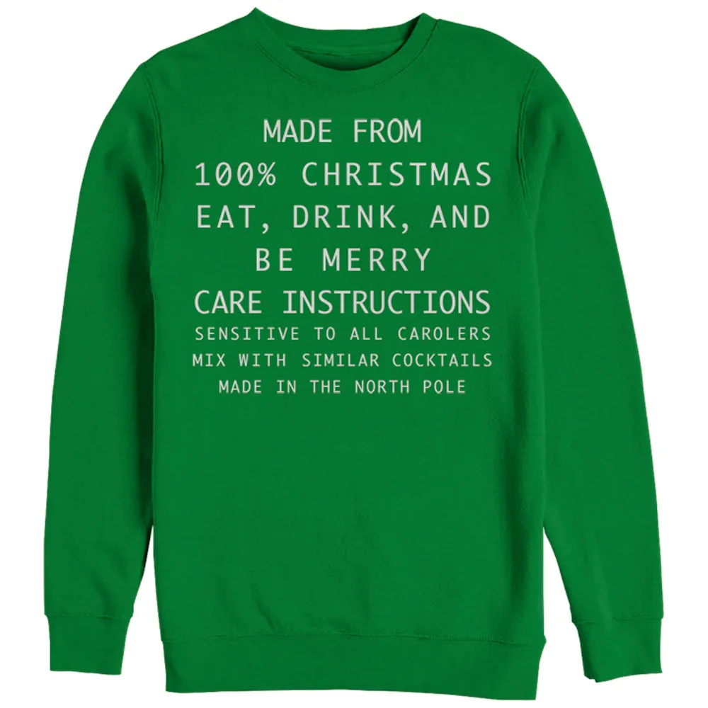 Women's CHIN UP Christmas Care Instructions Sweatshirt sold by Chin Up Apparel