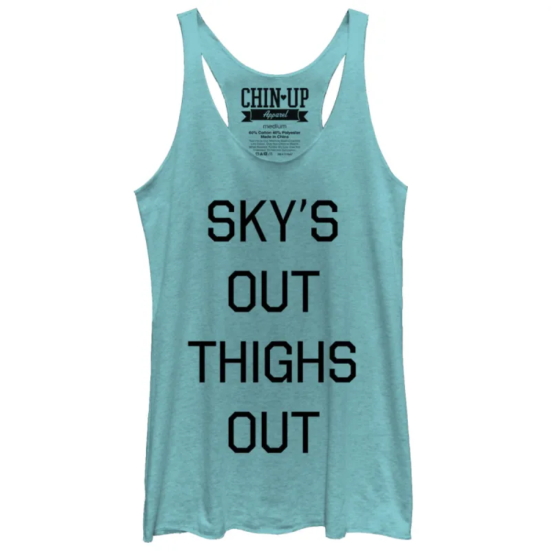 Women's CHIN UP Sky's Out Thighs Out Racerback Tank Top sold by Chin Up Apparel