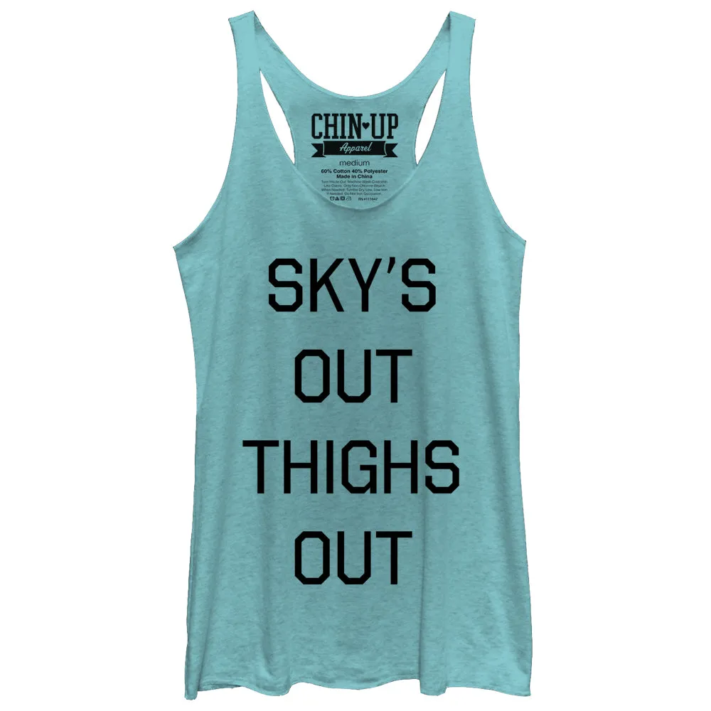 Women's CHIN UP Sky's Out Thighs Out Racerback Tank Top sold by Chin Up Apparel