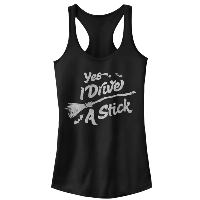 Junior's CHIN UP Halloween Drive Stick Racerback Tank Top sold by Chin Up Apparel