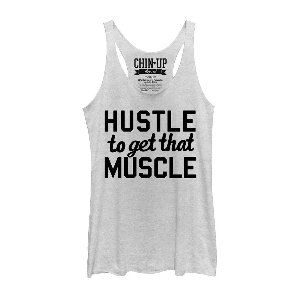 Women's CHIN UP Hustle to Get Muscle Racerback Tank Top sold by Chin Up Apparel