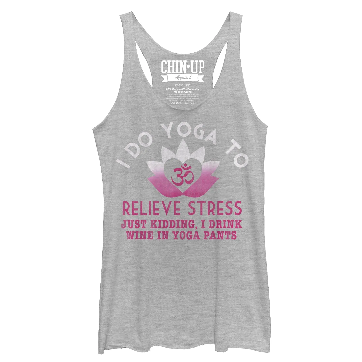 Women's CHIN UP Lotus Drink Wine in Yoga Pants Racerback Tank Top sold by Chin Up Apparel