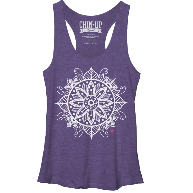 Women's CHIN UP Henna Flower Racerback Tank Top sold by Chin Up Apparel