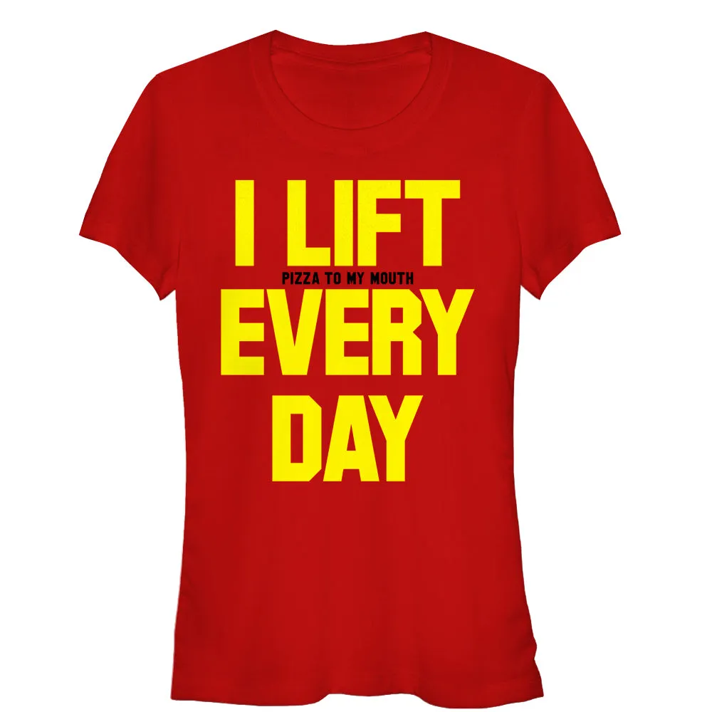 Junior's CHIN UP Lift Pizza Every Day T-Shirt sold by Chin Up Apparel