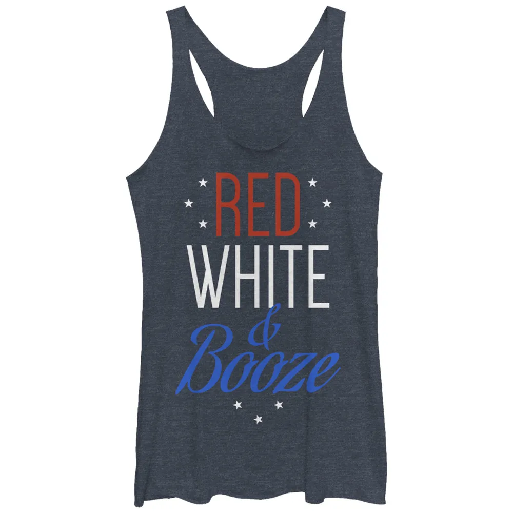 Women's CHIN UP 4th of July and Booze Racerback Tank Top sold by Chin Up Apparel
