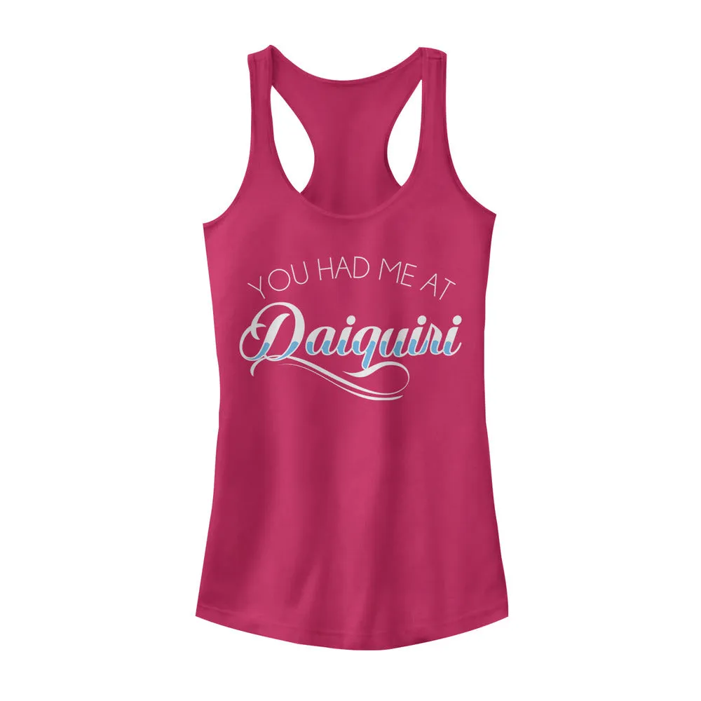 Junior's CHIN UP Had Me at Daiquiri Racerback Tank Top sold by Chin Up Apparel