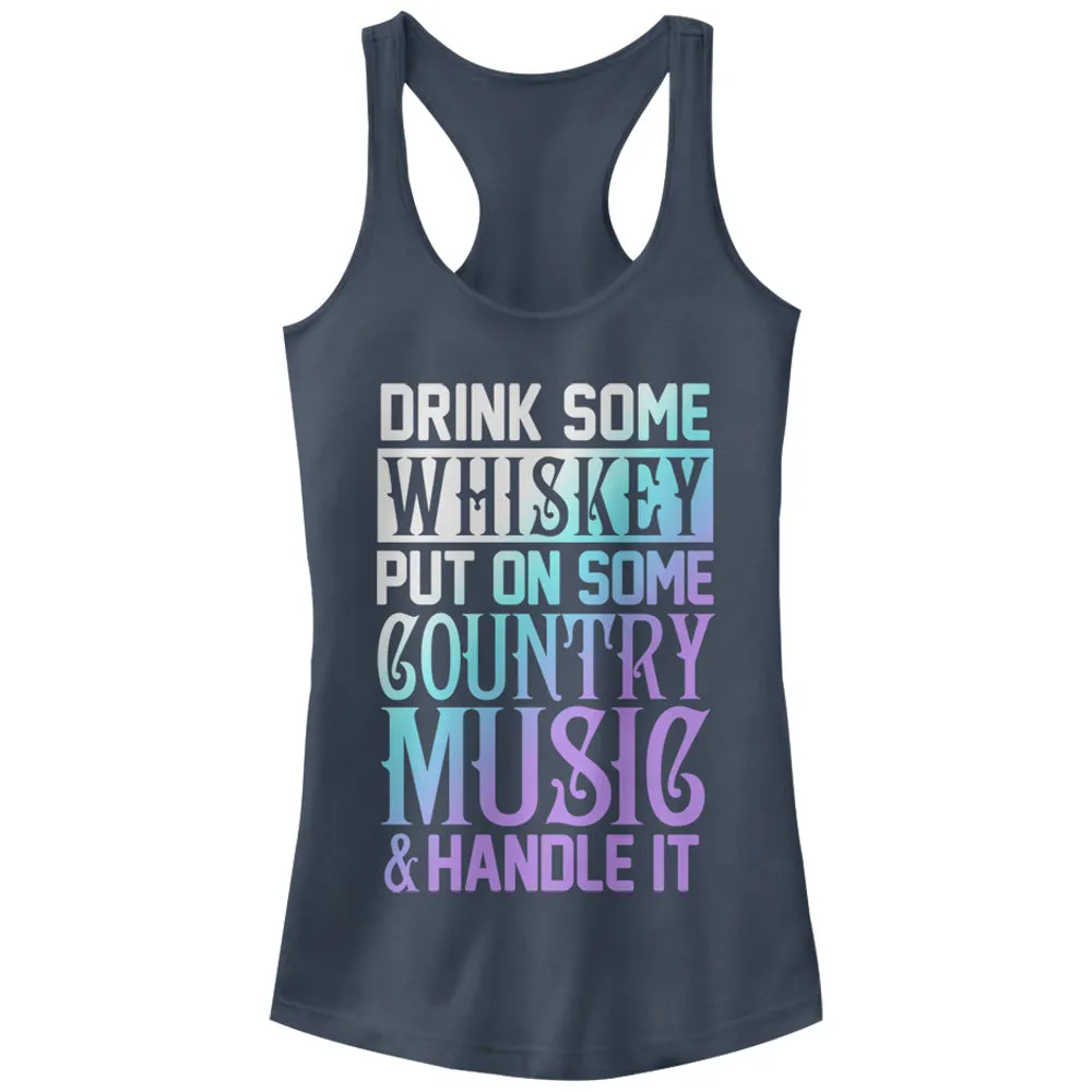 Junior's CHIN UP Whiskey Country Music Handle It Racerback Tank Top sold by Chin Up Apparel