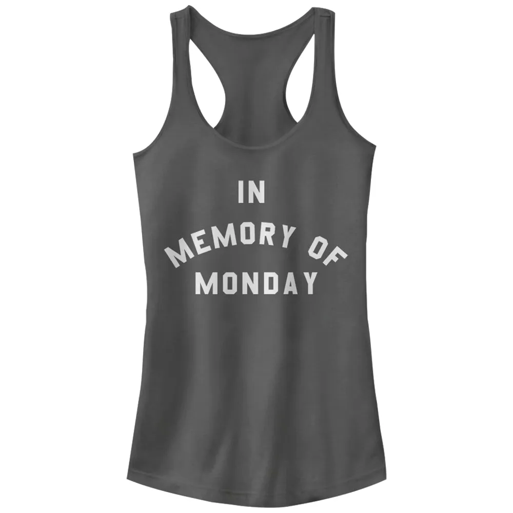 Junior's CHIN UP Memory of Monday Racerback Tank Top sold by Chin Up Apparel