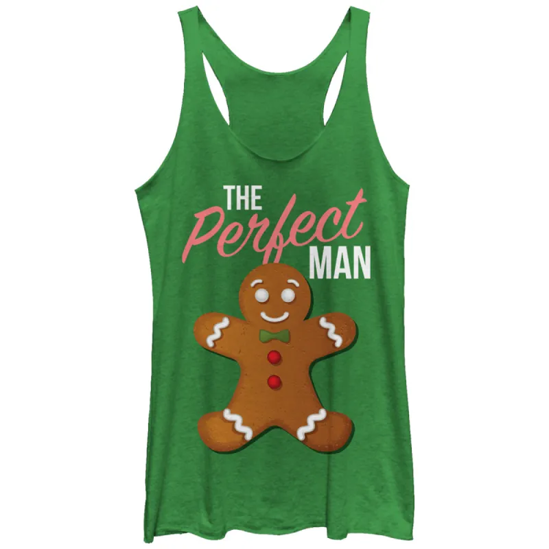 Women's CHIN UP Christmas Perfect Gingerbread Man Racerback Tank Top sold by Chin Up Apparel