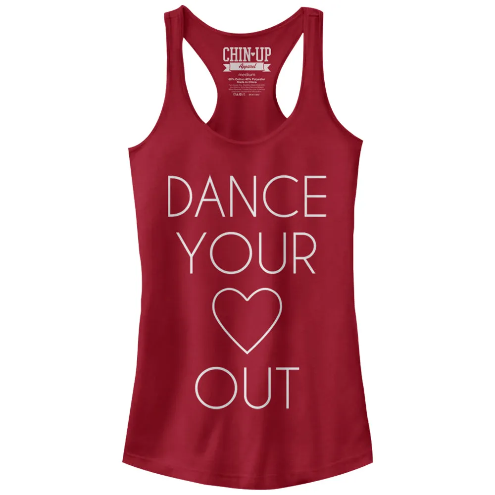 Junior's CHIN UP Dance Your Heart Out Racerback Tank Top sold by Chin Up Apparel