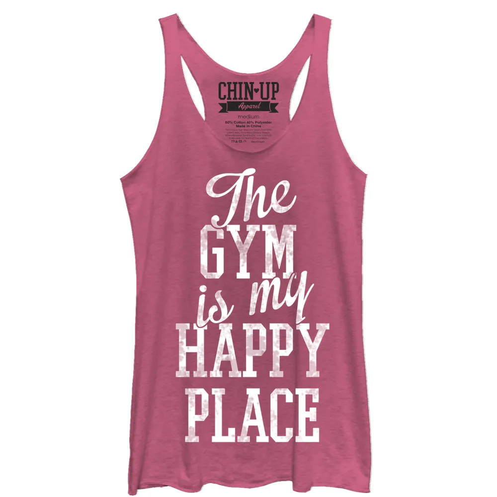 Women's CHIN UP Happy Place Racerback Tank Top sold by Chin Up Apparel