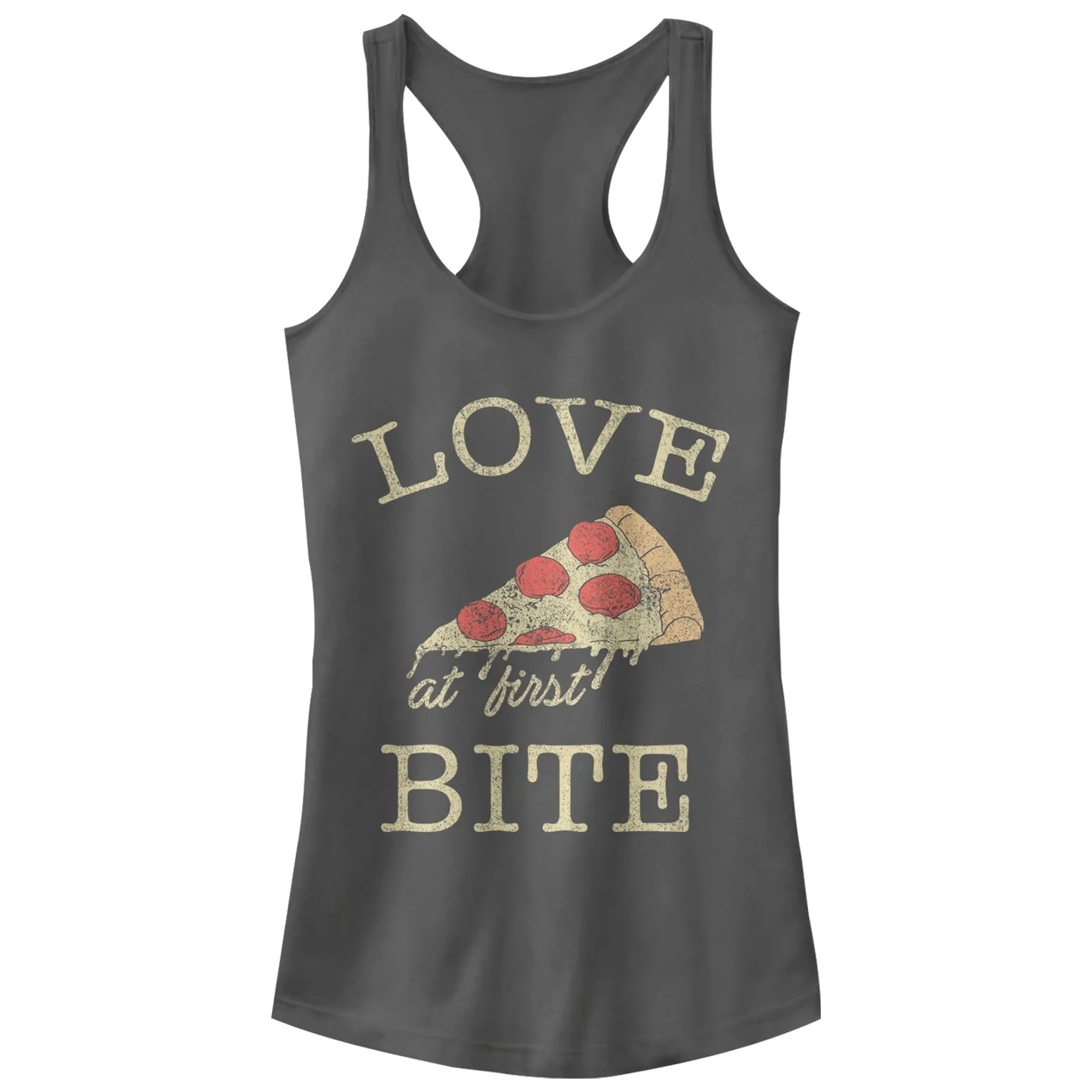 Junior's CHIN UP Pizza Love at First Bite Racerback Tank Top sold by Chin Up Apparel