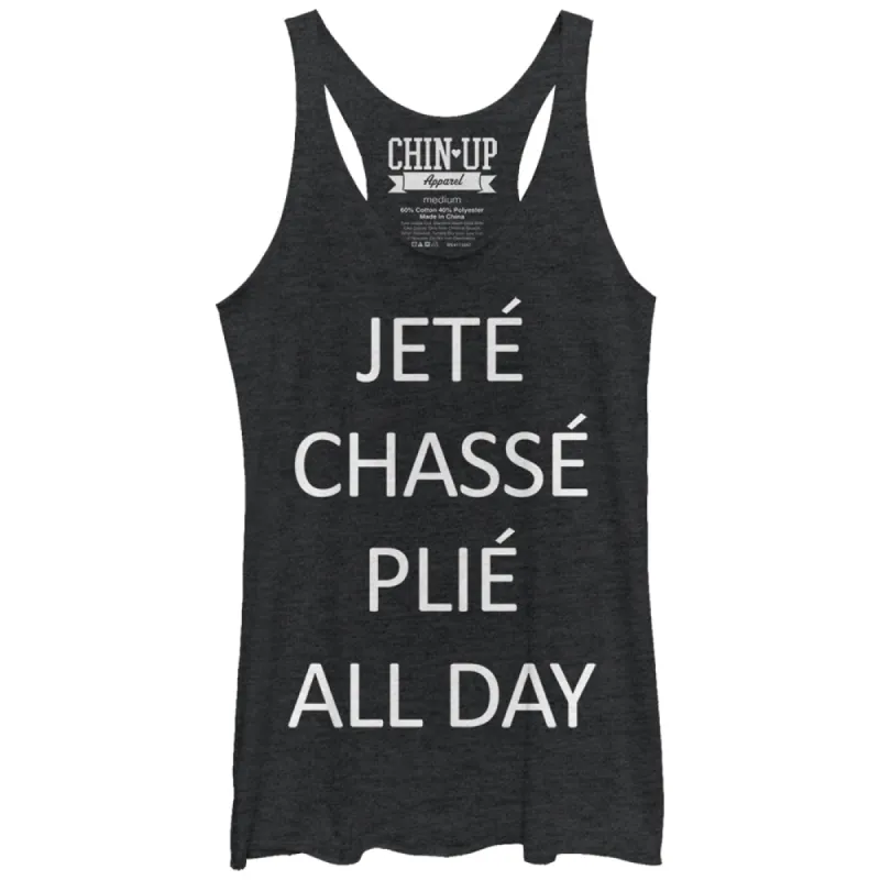Women's CHIN UP Jete Chasse Plie All Day Racerback Tank Top made by Chin Up Apparel