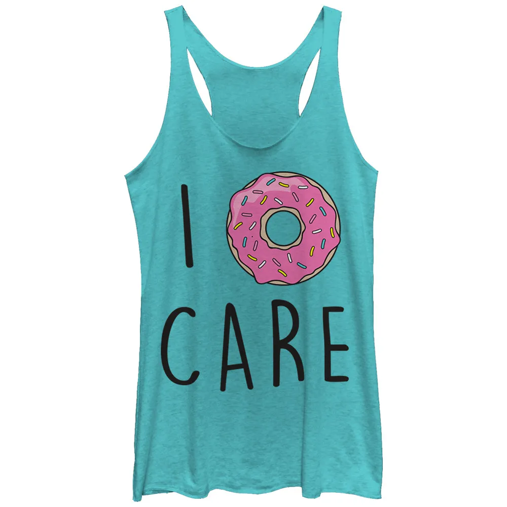 Women's CHIN UP I Donut Care Racerback Tank Top sold by Chin Up Apparel