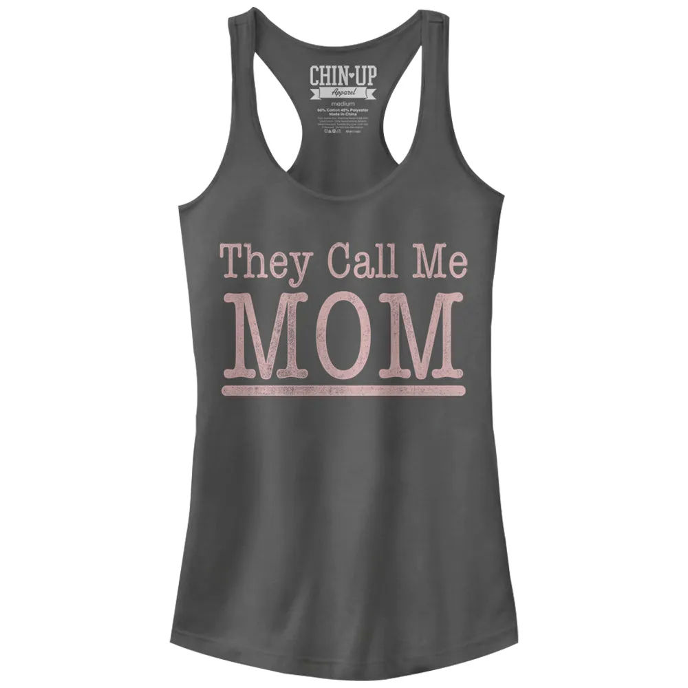 Junior's CHIN UP Call Me Mom Racerback Tank Top sold by Chin Up Apparel