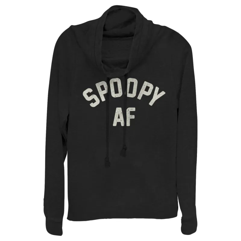 Junior's CHIN UP Halloween Spoopy AF Cowl Neck Sweatshirt sold by Chin Up Apparel