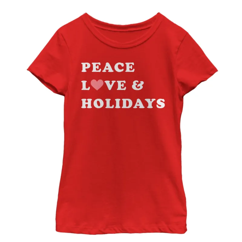 Girl's CHIN UP Christmas Peace & Love T-Shirt sold by Chin Up Apparel