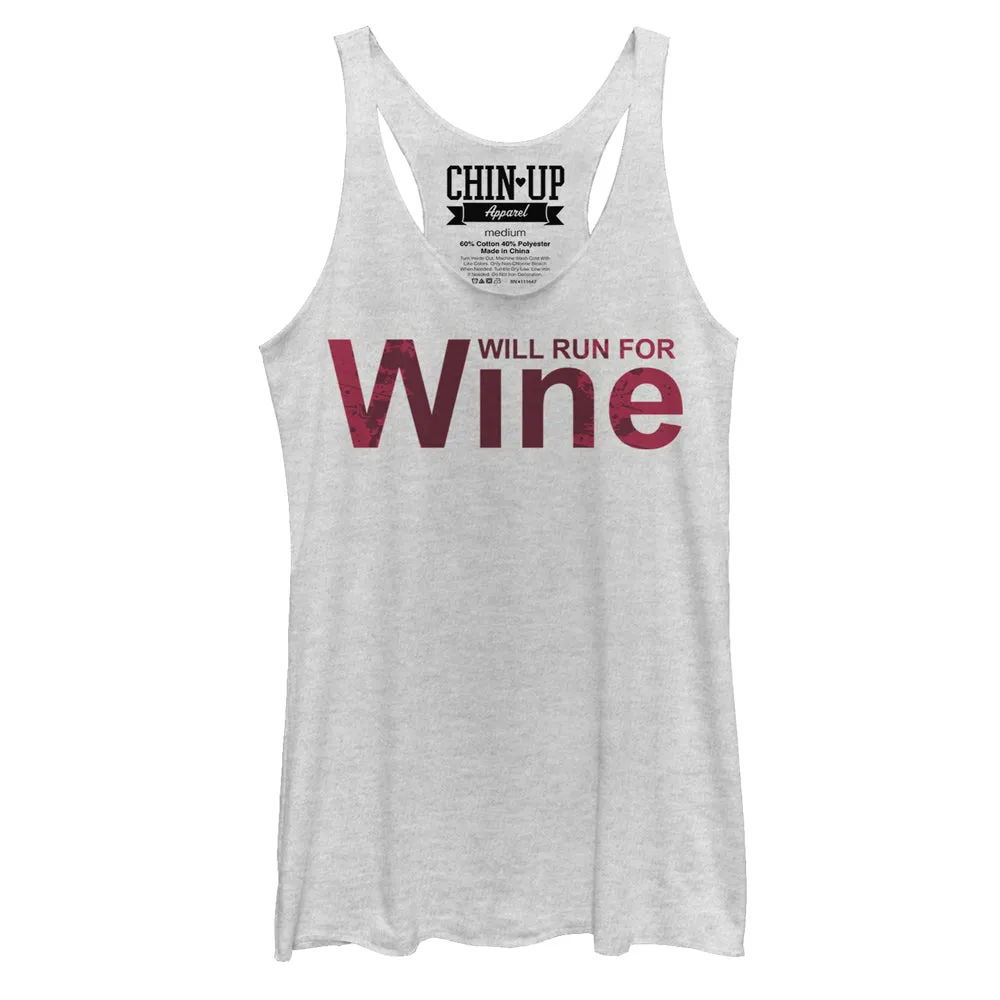 Women's CHIN UP Splatter Will Run for Wine Racerback Tank Top sold by Chin Up Apparel