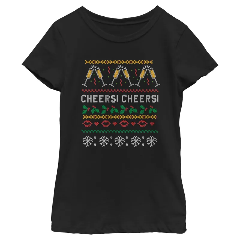 Girl's CHIN UP Ugly Christmas Cheers T-Shirt sold by Chin Up Apparel