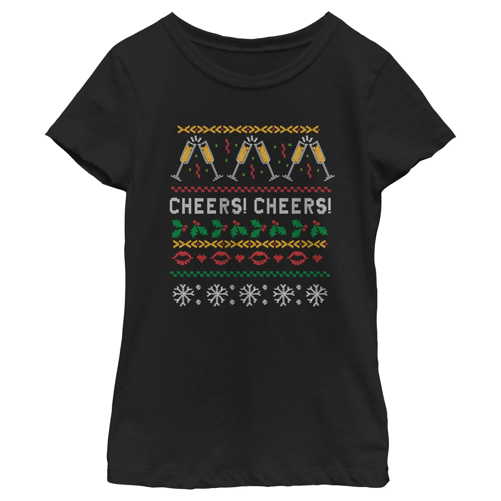 Girl's CHIN UP Ugly Christmas Cheers T-Shirt sold by Chin Up Apparel